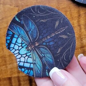 DRAGONFLY ABSORBENT CAR COASTERS